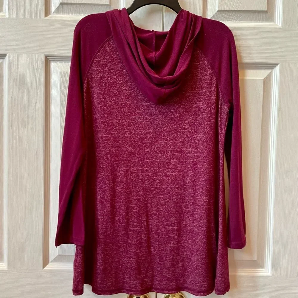 Justice Burgundy Knit Top with Hood Size 18-20